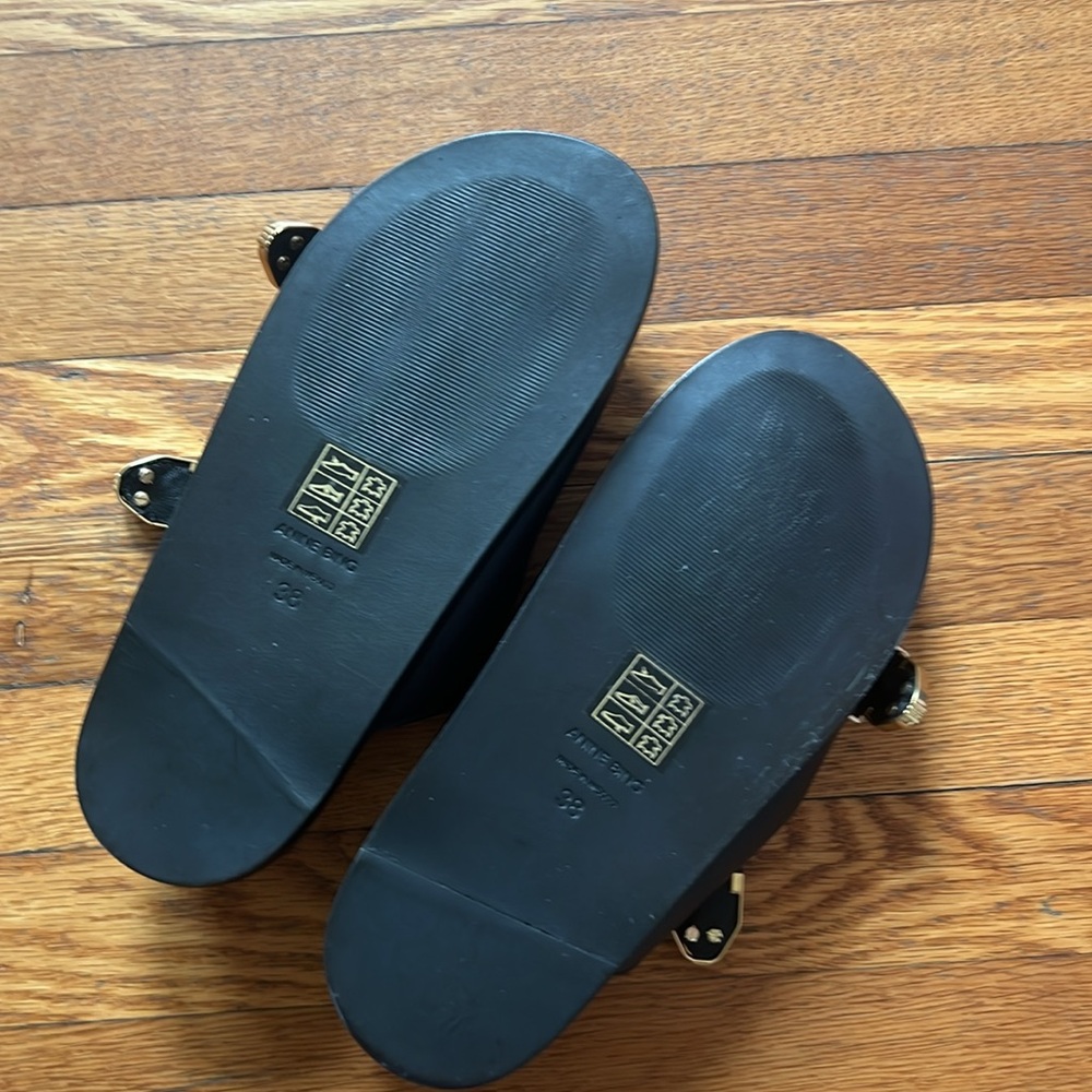 Anine Bing Fabulous Black Sandals with Gold Buckles - Picture 4 of 6